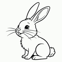 Obraz premium Charming black and white illustration of a sitting rabbit with long ears