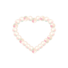 Obraz premium Pearl beads in heart shape. Watercolor hand painted illustration. Elegance love symbol for Valentine, Wedding Day, romantic cards. Isolated from background for your design