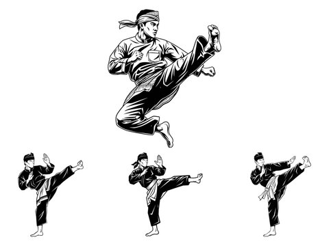 Pencak silat athlete mascot vector illustration