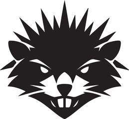 Fototapeta premium black porcupine head logo with spiky hair
