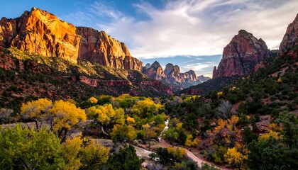 Fototapeta premium Majestic Canyon Landscape - A Scenic View of Towering Rock Formations.
