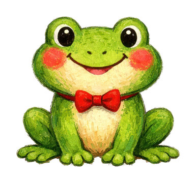 PNG Cheerful frog wearing red bowtie.
