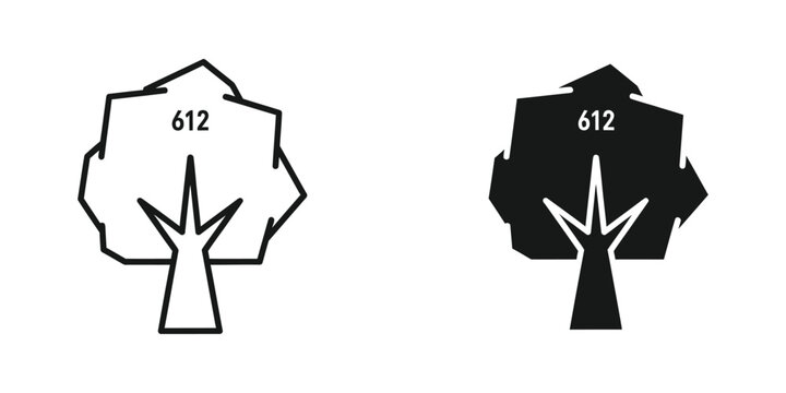 Contrast between outlined and filled tree diagram with numeric label 612