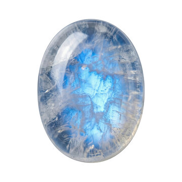 Natural blue moonstone gemstone isolated. Crystal mineral element.