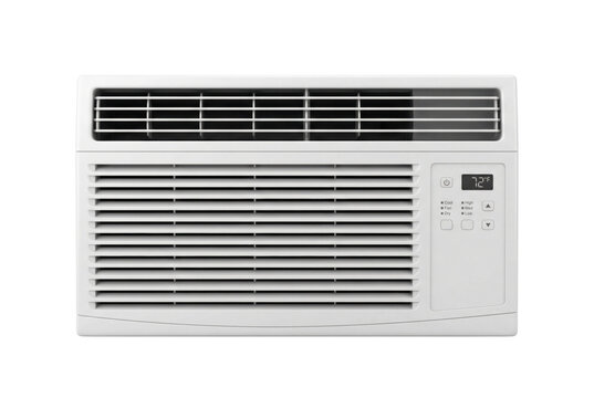 Window air conditioner unit isolated. Home appliance mockup.