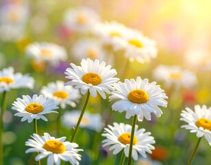 Fototapeta premium Beautiful Daisies Blooming in a Sunny Field.