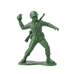 Fototapeta premium Green plastic toy soldier isolated. Military army figurine.