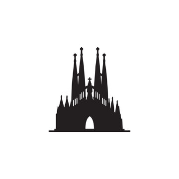 Sagrada Familia silhouette vector white background