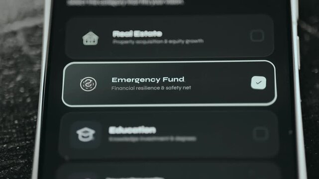 Person selects the option for Emergency Fund