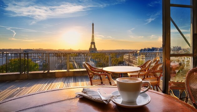 cozy parisian cafe experience with eiffel tower view and fresh coffee
