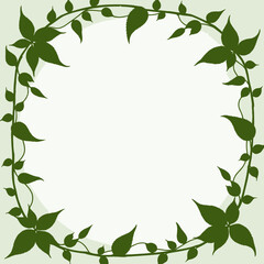 Fototapeta premium Elegant Circular Leaf Frame with Lush Green Foliage and Intricate Vines on a Soft Background for Nature-inspired Designs and Artistic Creations