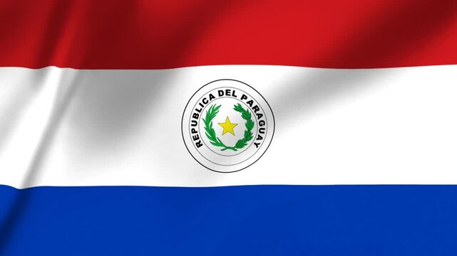 Paraguay national flag with red white and blue colors and official emblem  Republica Del Paraguay symbol