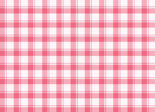 Seamless plaid gingham pattern background, soft red plaid chequered pattern for summer clothing