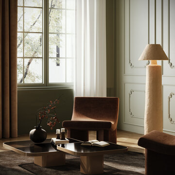 Modern interior design. Living room. Contemporary home interior. 3D Rendering, 3D Illustration