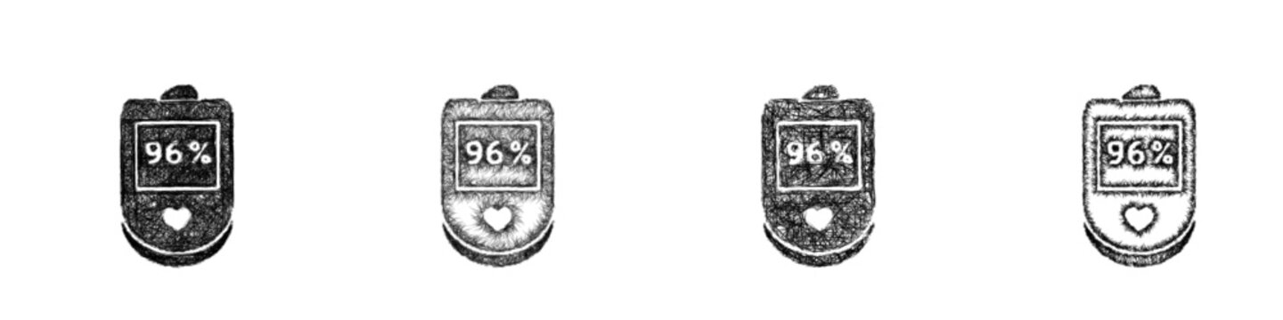Sketch pulse oximeter icon design set