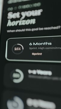 Person selects a 6 months timeframe for financial investments