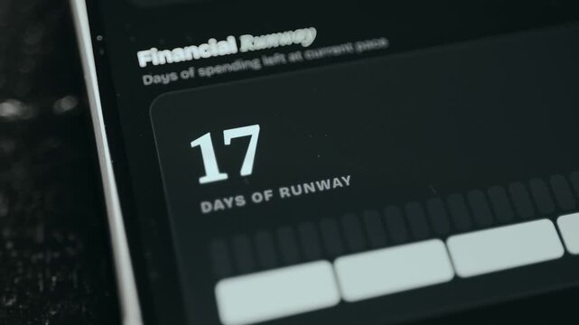 Financial dashboard showing the remaining days of spending left at current pace