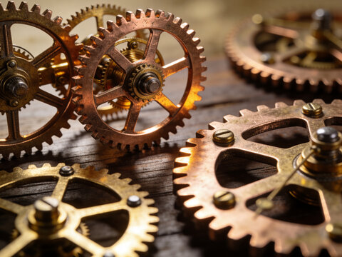 Close up of metal wheel gears