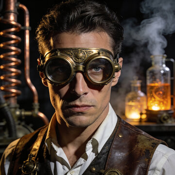 Serious steampunk inventor