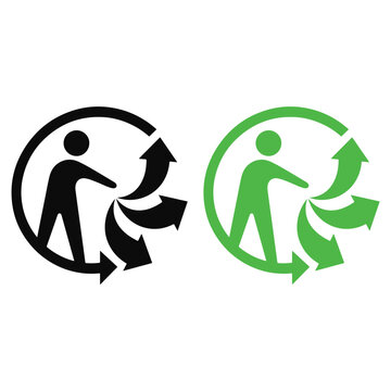 Triman Recycling Icon Black and Green Eco Symbol Vector for Packaging