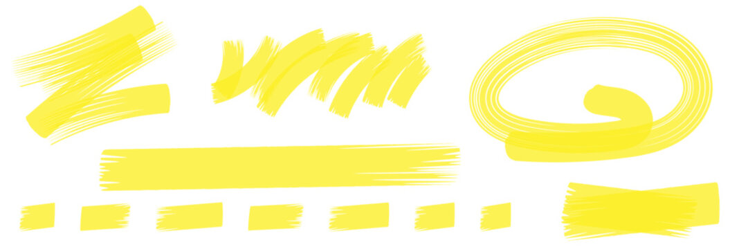 Highlighter stroke set. Marker lines, brush marks and underlines