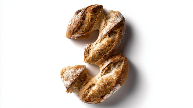 A white bread with number 3 shape