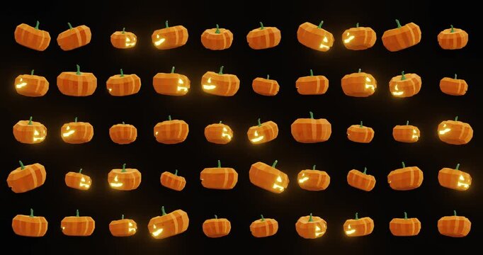 Halloween Pumpkin Tile Pattern Background Loop Seamless Jack O Lantern Animation 4K
