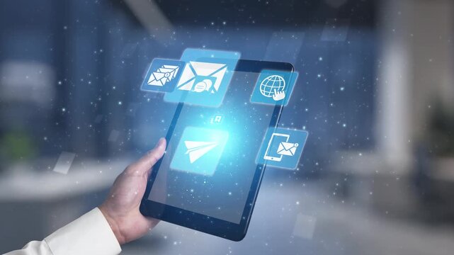 Email icons show digital communication, email service, and inbox management. Email supports online messaging, email notification, and secure exchange. Gist