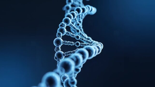 Abstract 3D DNA Helix Structure Animation Blue Background 1.