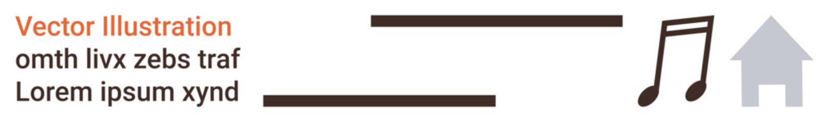 Obraz premium Music streaming, home entertainment, sound design, digital media, communication, creativity. Musical note, house icon and text elements. Music streaming and home entertainment concept
