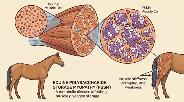 Equine Polysaccharide Storage Myopathy PSSM muscle disease illustration