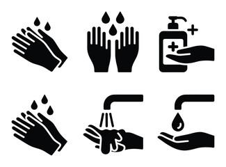 Fototapeta premium Hand hygiene illustrations depicting washing and sanitizing practices