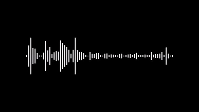 Minimalist white line audio wave, 4k sound spectrum on black, animated music waveform visualization, abstract frequency pulse line, professional audio visualizer, digital sound motion,