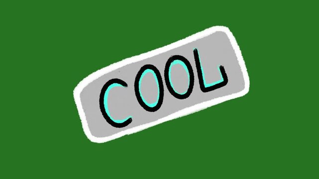 Hand-Drawn COOL Text Bubble Animation | Creative 2D Hand-Drawn Word Motion Asset | Playful Crayon Style Text on Green Screen