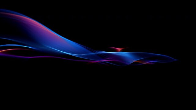 Abstract Colorful Glowing Wave on Black Background, Fluid Light Streaks Motion Animation with Alpha Channel, Seamless Loop 4K resolution