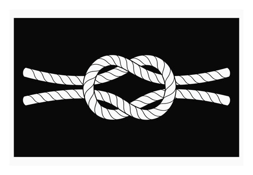 A simple, clean of a double overhand knot on a black background
