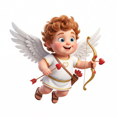 Obraz premium Cupidon cartoon avec ailes et arc symbole d’amour