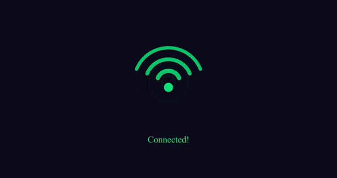Successful wifi connection with strong signal and online status animation