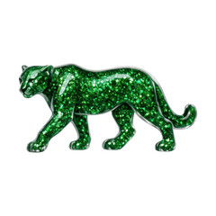 Naklejka premium PNG Glittering green panther figurine