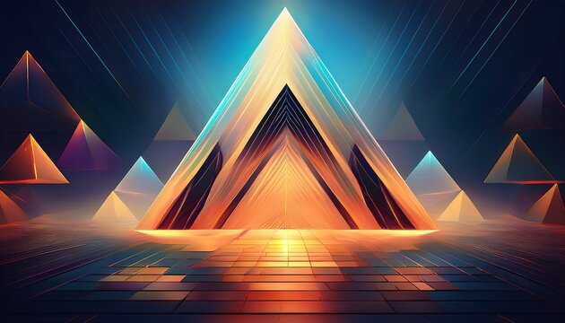 abstract light pyramid background with triangles