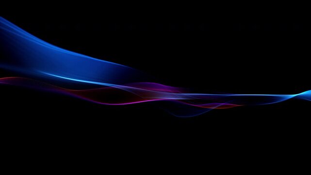 Abstract Colorful Glowing Wave on Black Background, Fluid Light Streaks Motion Animation with Alpha Channel, Seamless Loop 4K resolution
