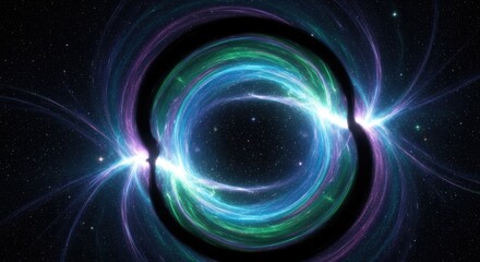 Obraz premium Colorful Cosmic Vortex with Swirling Light Rings in Space