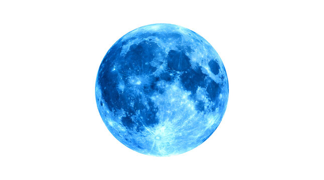Blue full moon isolated on a transparent background