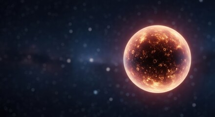Fototapeta premium Glowing Celestial Planet in Starry Space