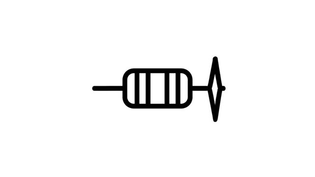 Simple animation of an electronic circuit symbol showing a resistor with variable resistance and a variable resistor graphic