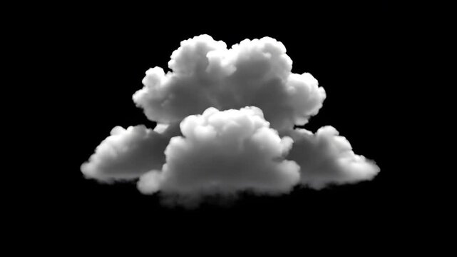 White fluffy cloud growing and expanding on black background