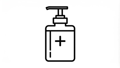 Obraz premium Hand Sanitizer Bottle Icon with Plus Sign for Health and Hygiene.