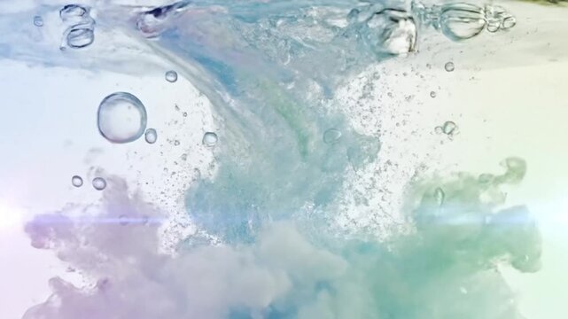 Colorful swirling water with vibrant paints dissolving into a dynamic abstract liquid art piece