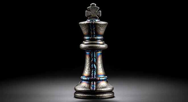 Metal chess king with welding details