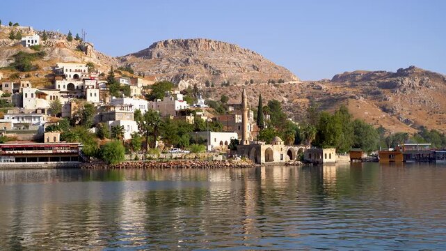 Halfeti village with sunken mosque in Sanliurfa Turkey